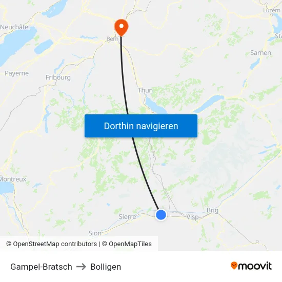Gampel-Bratsch to Bolligen map