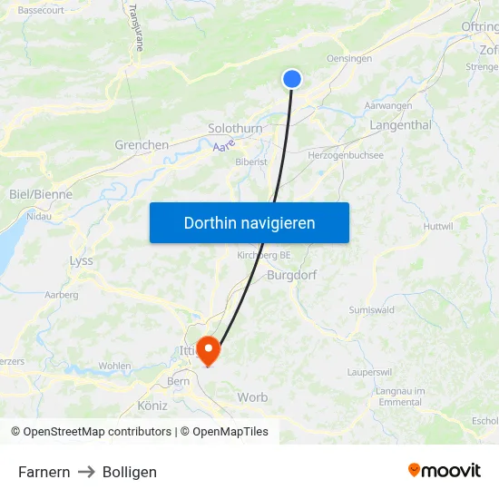 Farnern to Bolligen map