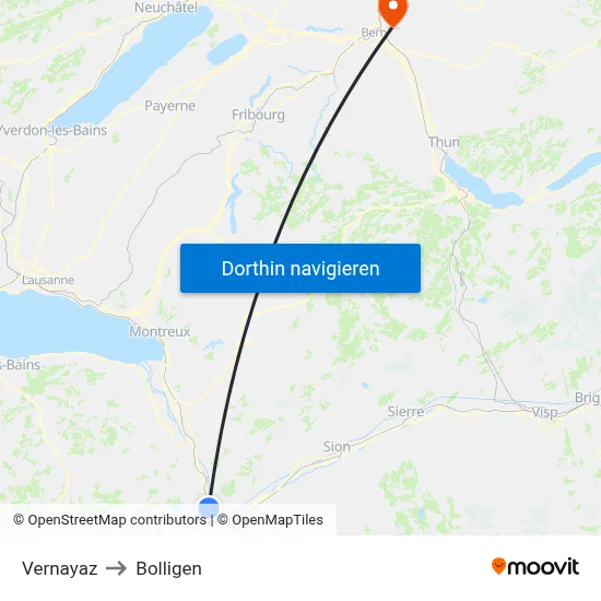 Vernayaz to Bolligen map