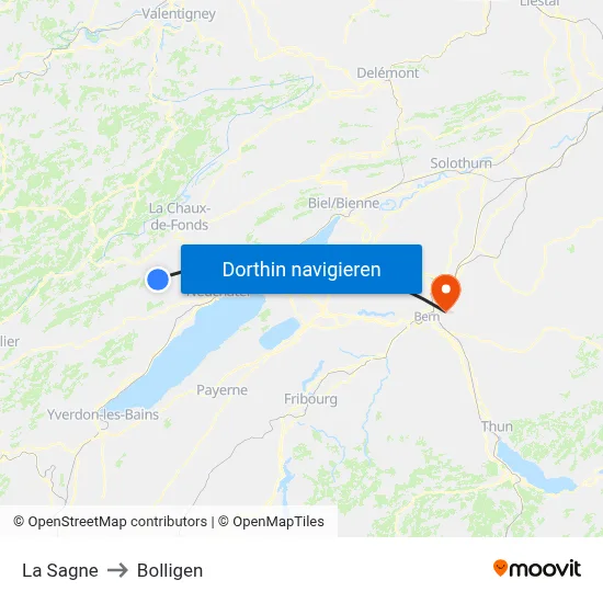 La Sagne to Bolligen map