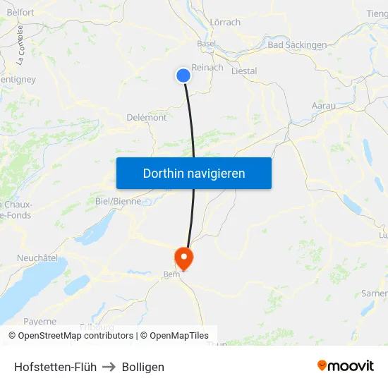 Hofstetten-Flüh to Bolligen map