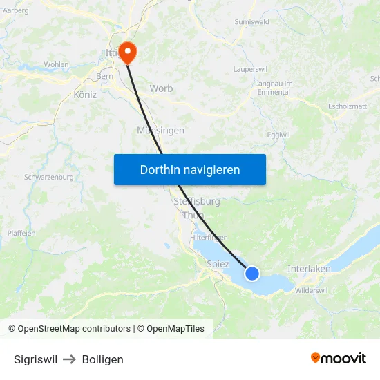 Sigriswil to Bolligen map