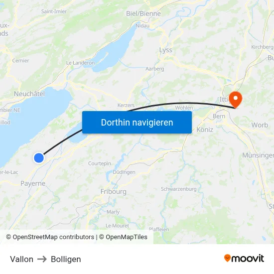 Vallon to Bolligen map