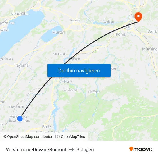 Vuisternens-Devant-Romont to Bolligen map