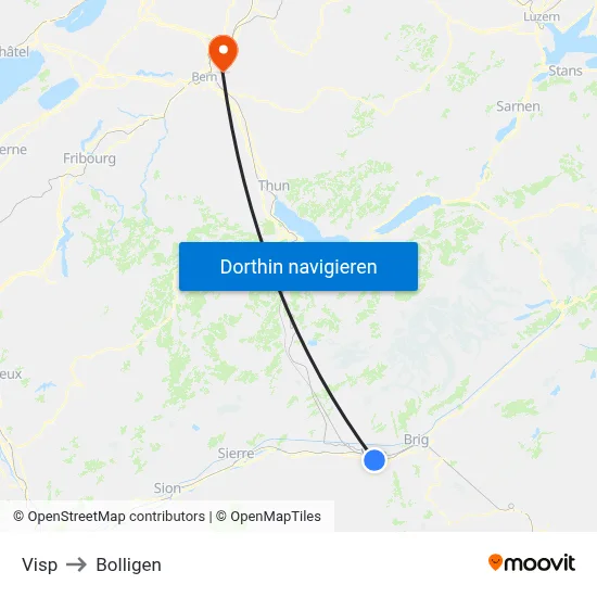 Visp to Bolligen map