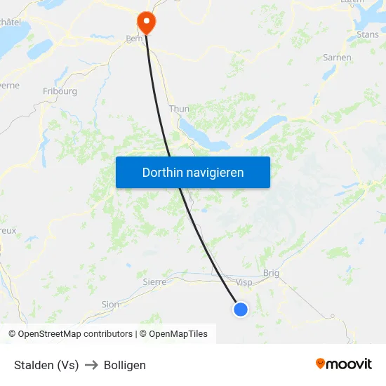 Stalden (Vs) to Bolligen map