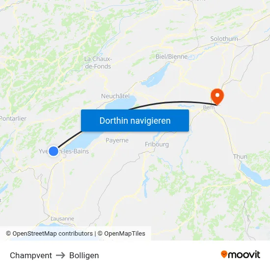 Champvent to Bolligen map