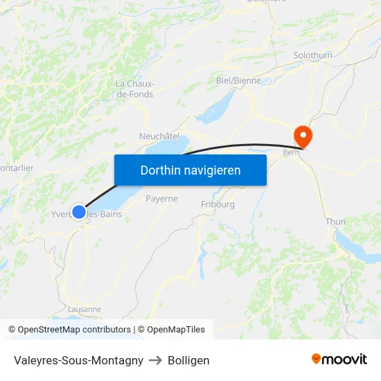 Valeyres-Sous-Montagny to Bolligen map