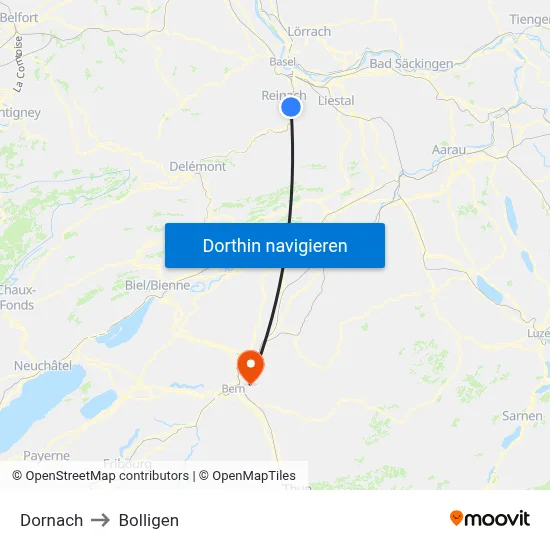 Dornach to Bolligen map