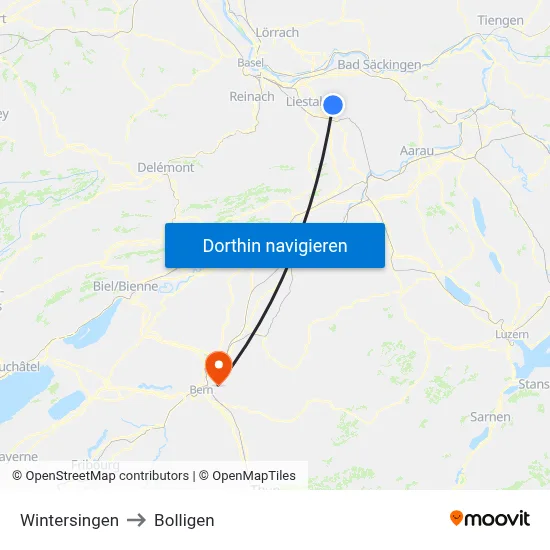 Wintersingen to Bolligen map