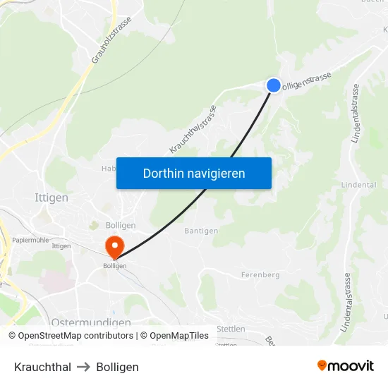 Krauchthal to Bolligen map