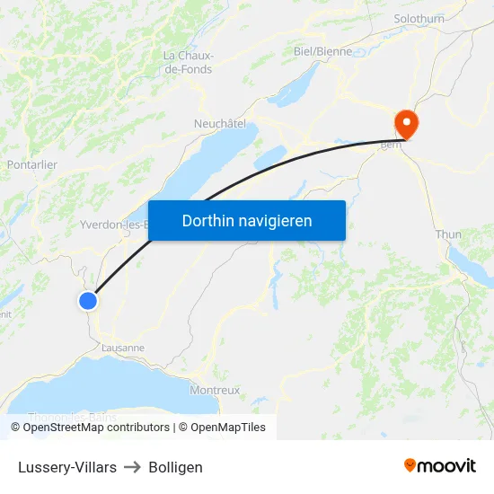 Lussery-Villars to Bolligen map