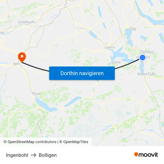 Ingenbohl to Bolligen map