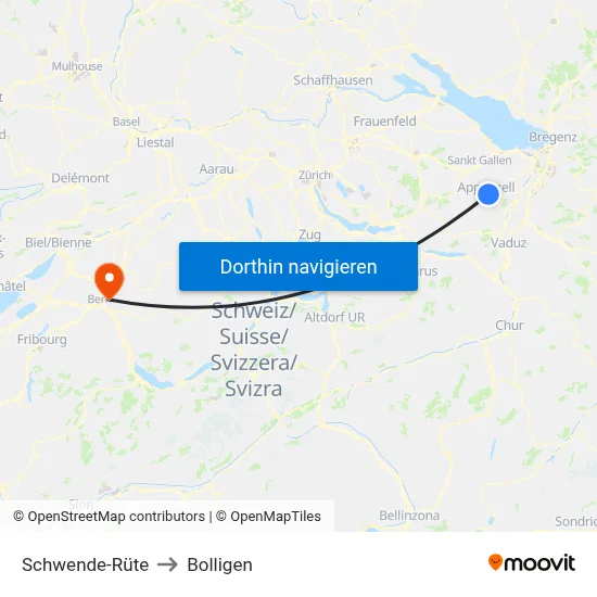 Schwende-Rüte to Bolligen map