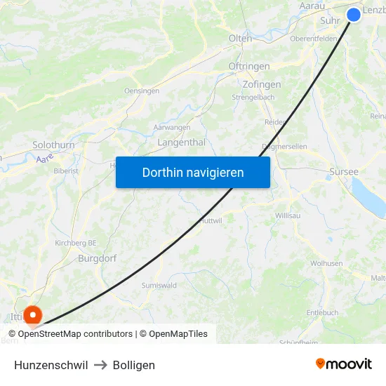 Hunzenschwil to Bolligen map