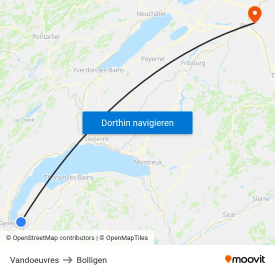 Vandoeuvres to Bolligen map