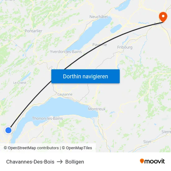 Chavannes-Des-Bois to Bolligen map