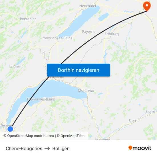 Chêne-Bougeries to Bolligen map