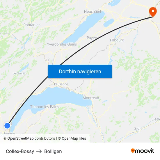 Collex-Bossy to Bolligen map