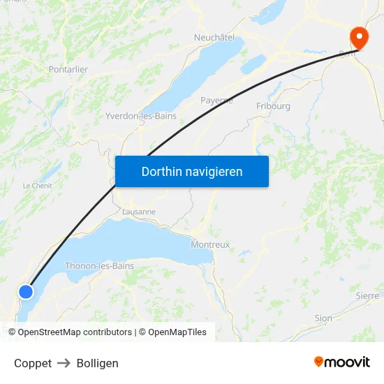Coppet to Bolligen map