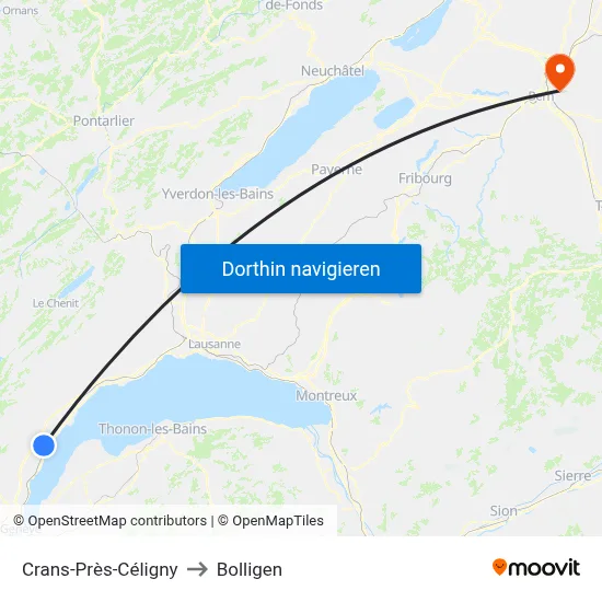 Crans-Près-Céligny to Bolligen map