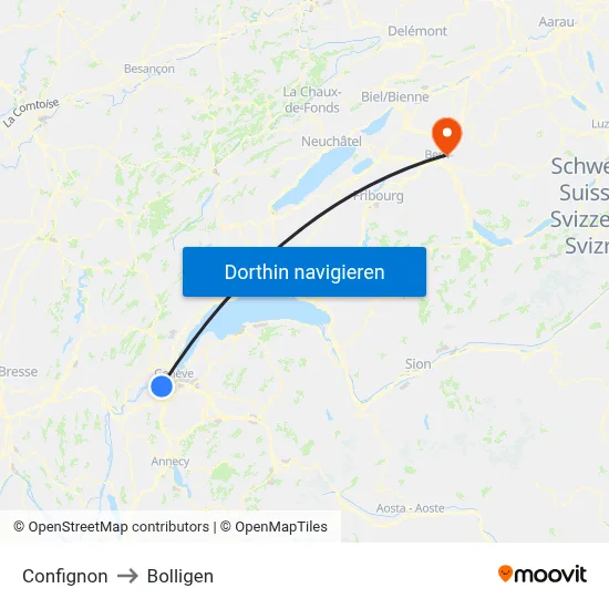 Confignon to Bolligen map