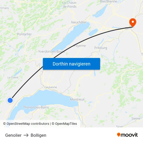 Genolier to Bolligen map