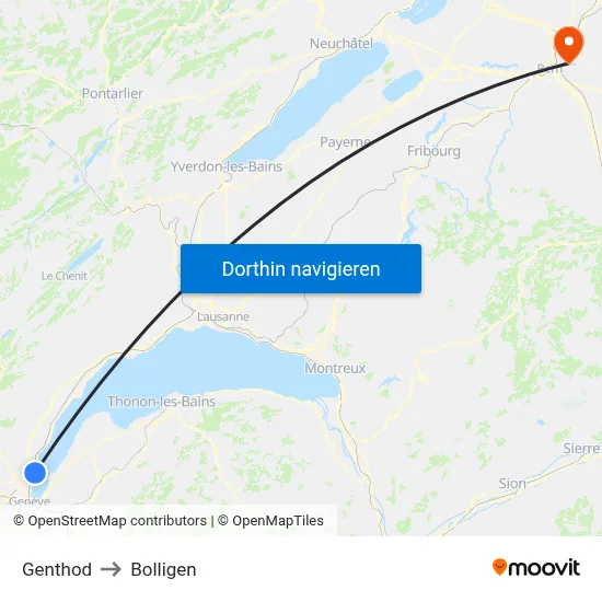 Genthod to Bolligen map