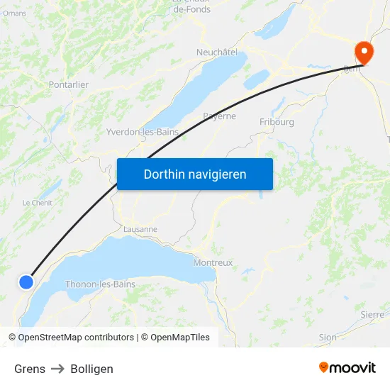Grens to Bolligen map