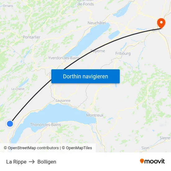 La Rippe to Bolligen map