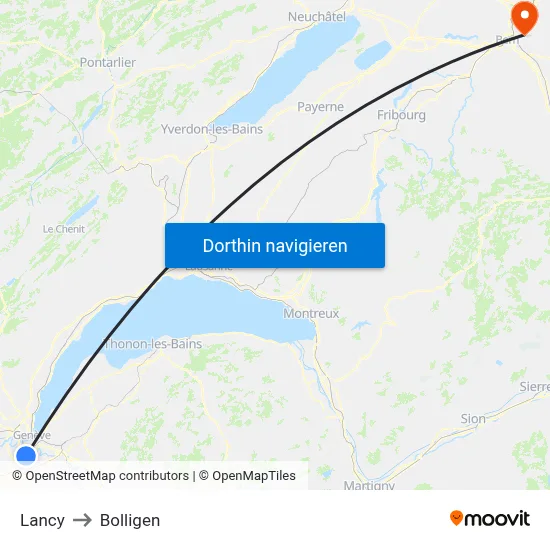 Lancy to Bolligen map