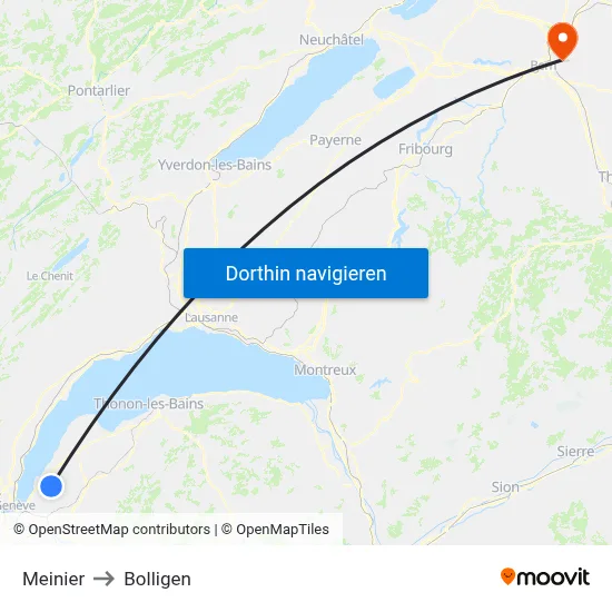 Meinier to Bolligen map