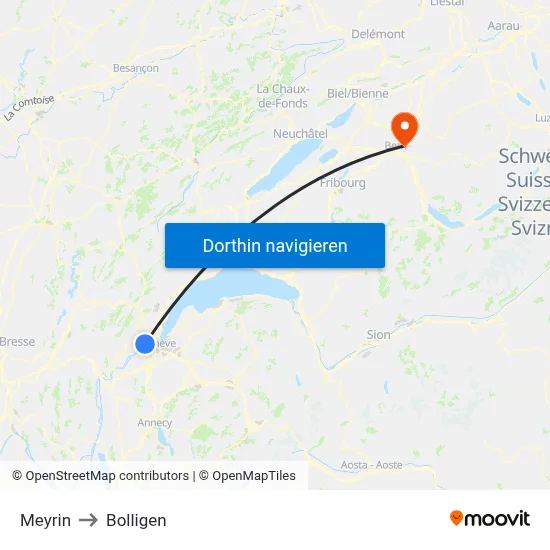 Meyrin to Bolligen map