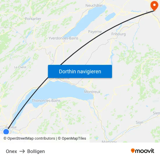 Onex to Bolligen map