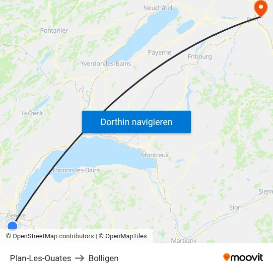 Plan-Les-Ouates to Bolligen map