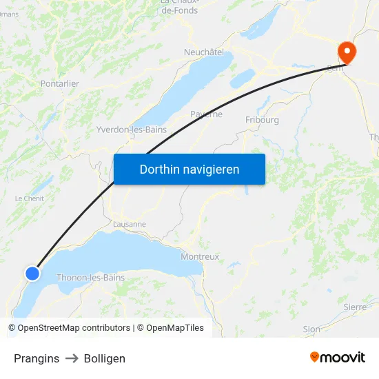 Prangins to Bolligen map