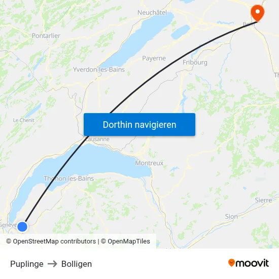 Puplinge to Bolligen map