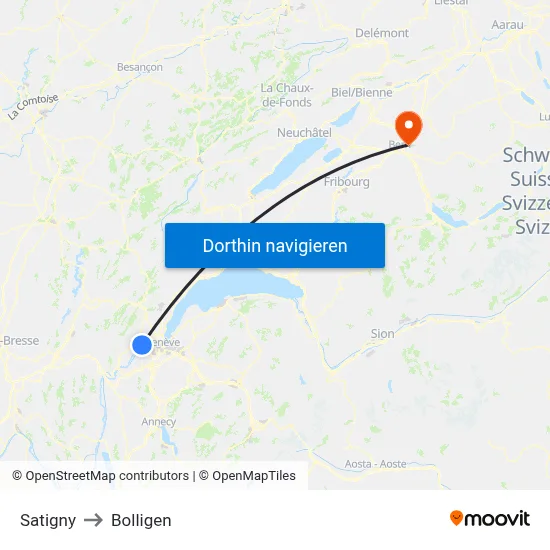 Satigny to Bolligen map