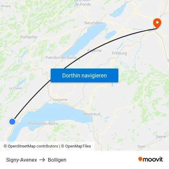 Signy-Avenex to Bolligen map