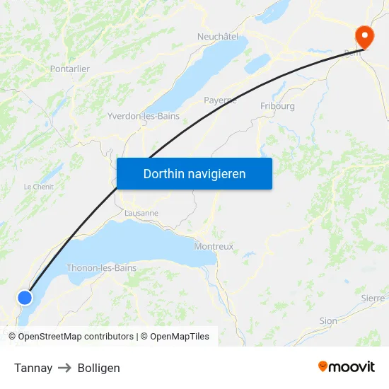 Tannay to Bolligen map