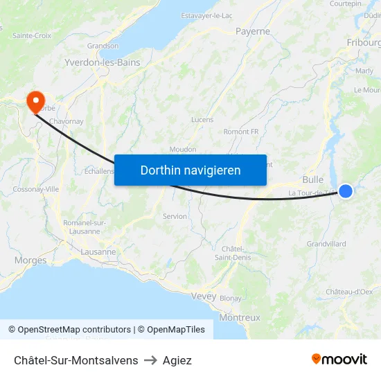 Châtel-Sur-Montsalvens to Agiez map