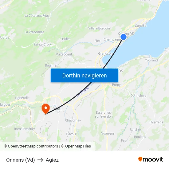 Onnens (Vd) to Agiez map