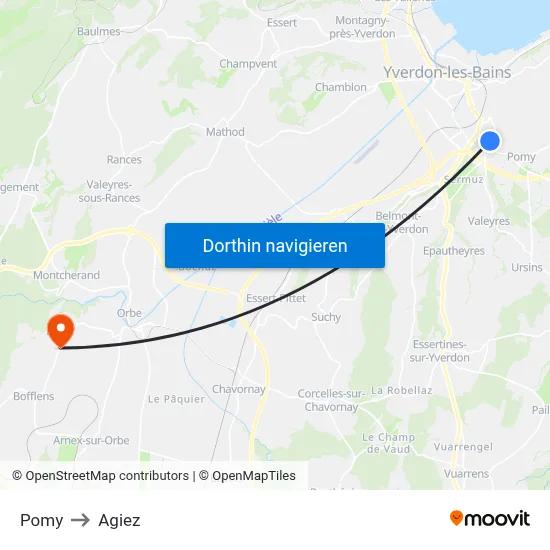 Pomy to Agiez map