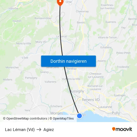 Lac Léman (Vd) to Agiez map