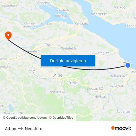 Arbon to Neunforn map