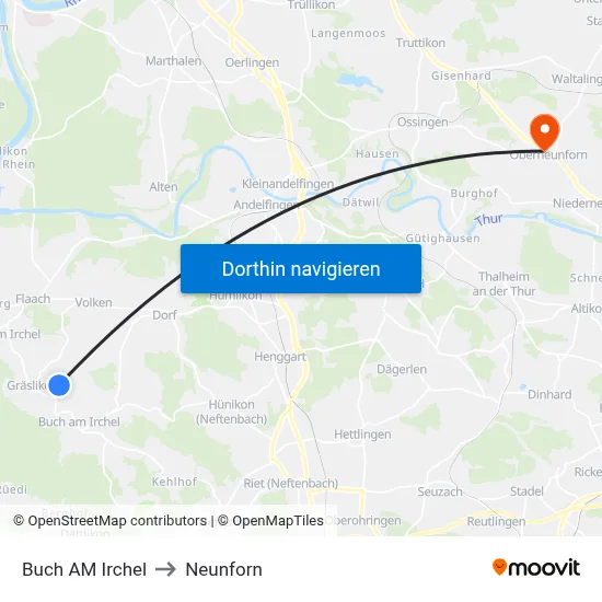 Buch AM Irchel to Neunforn map