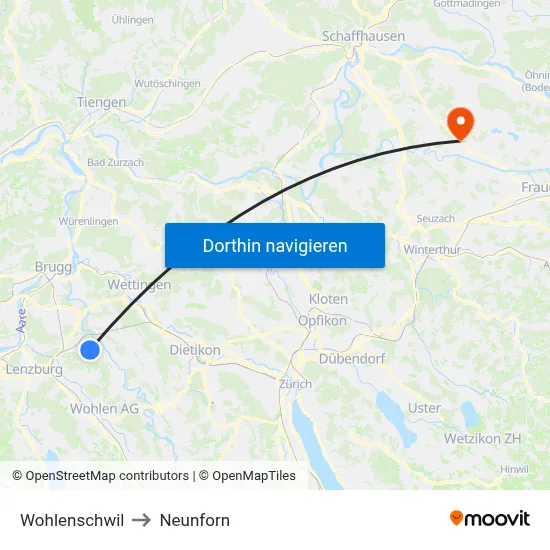 Wohlenschwil to Neunforn map