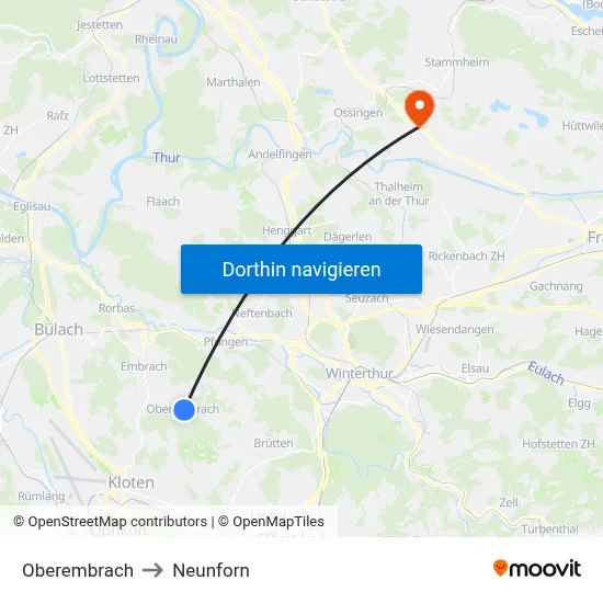 Oberembrach to Neunforn map