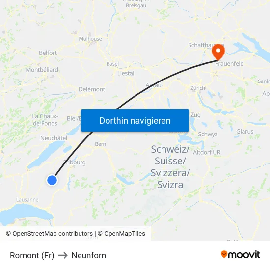 Romont (Fr) to Neunforn map