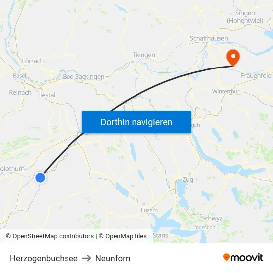 Herzogenbuchsee to Neunforn map